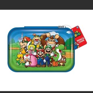Nintendo Super Mario Bros Red Blue Green Zipper Pencil School Supply Case 8.5x5